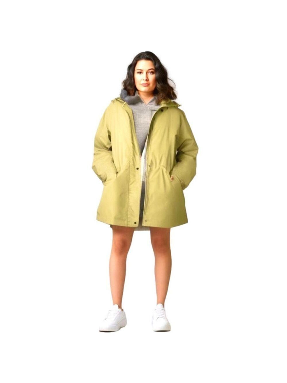 Butter Yellow Spring Jacket Anorak Coat with Hood & Madras Plaid Lining 17/18